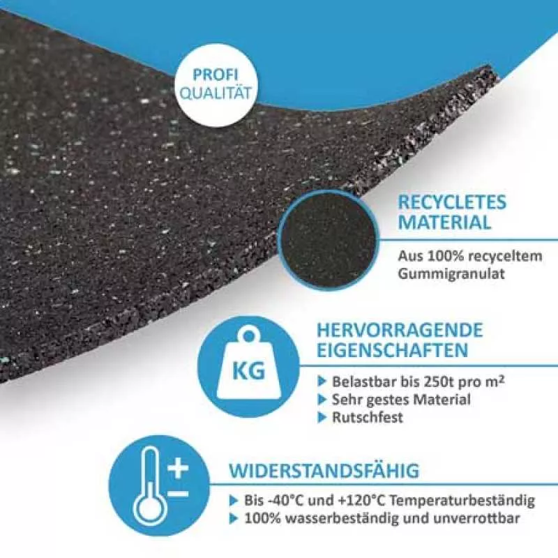 90 mm × 90 mm – 3/6/8/10/20 mm Gummigranulat Terrassenpads Unterlage für WPC & Holzterrassen